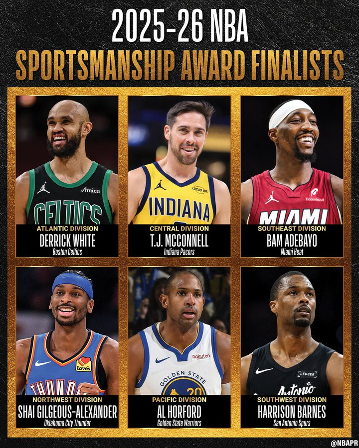 开云-两大奖项候选官宣！SGA冲体育道德风尚奖 霍勒迪四夺最佳队友奖？